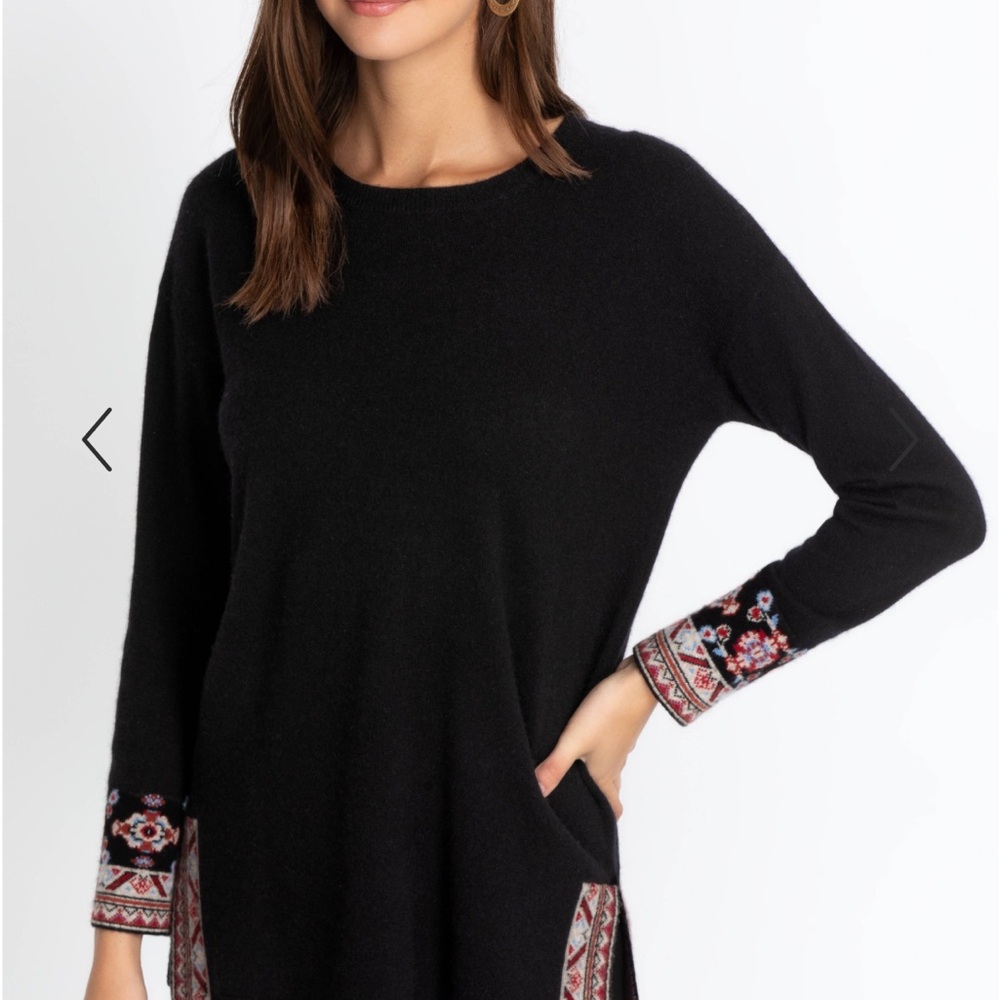Johnny Was Gorjana Black Knit Cashmere Wool Sweater